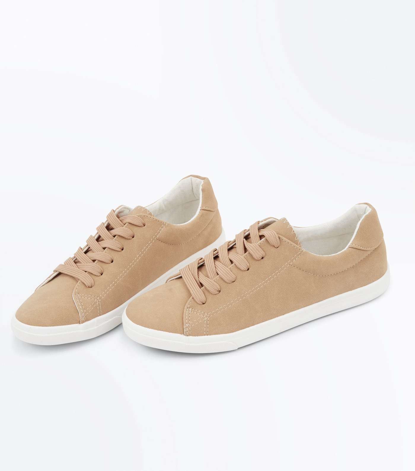 Camel Suedette Lace Up Trainers Image 4