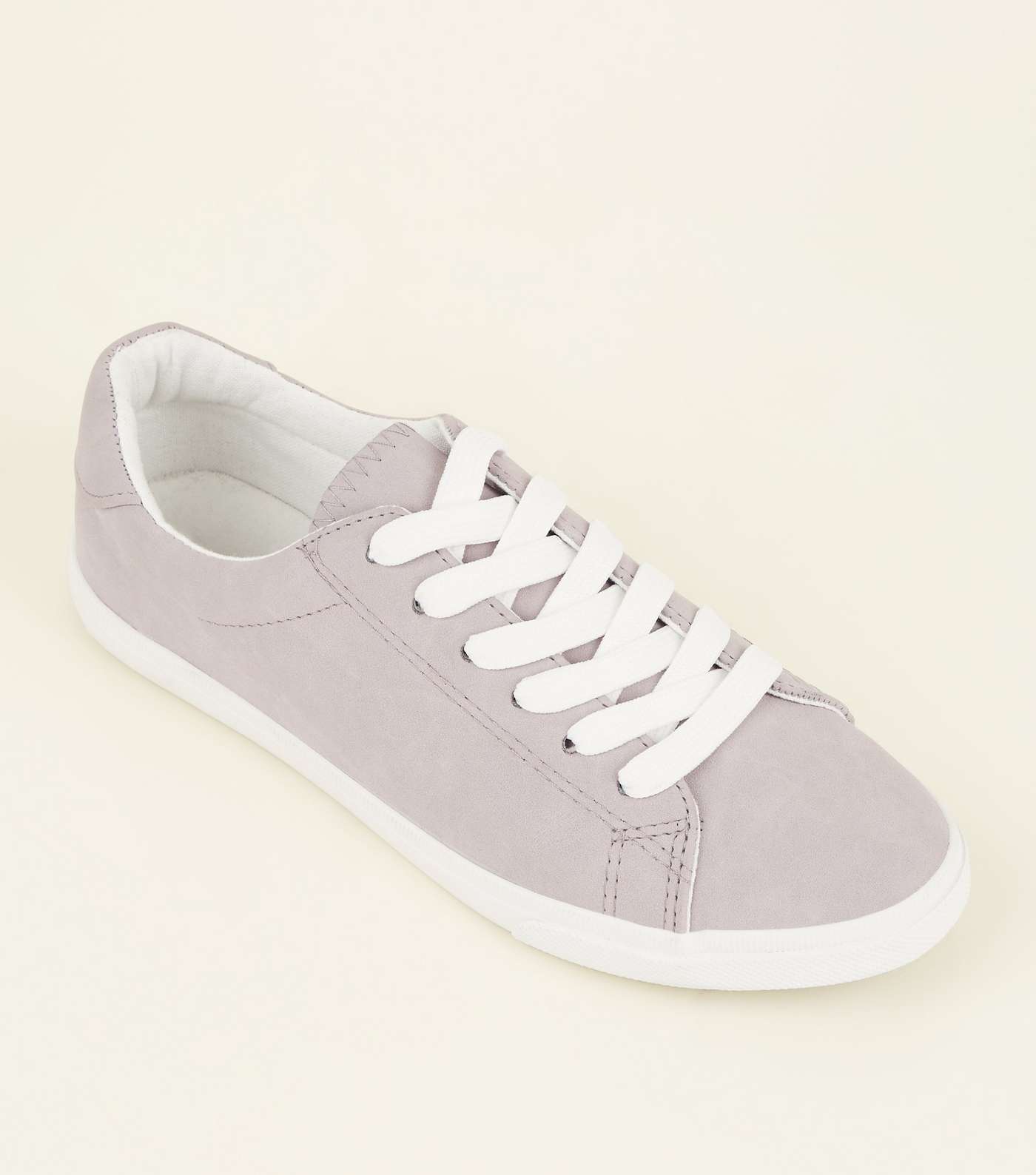 Lilac Suedette Lace Up Trainers 