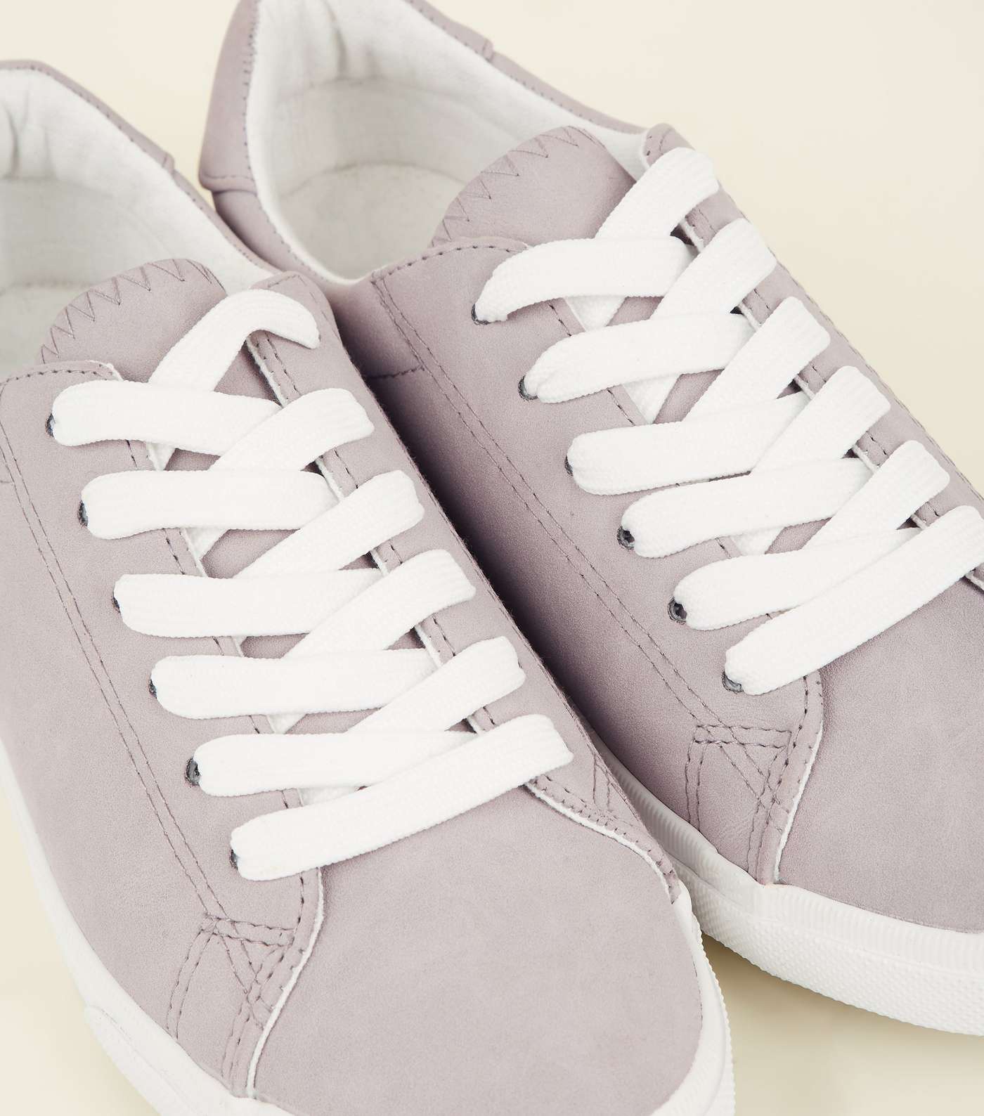 Lilac Suedette Lace Up Trainers  Image 5