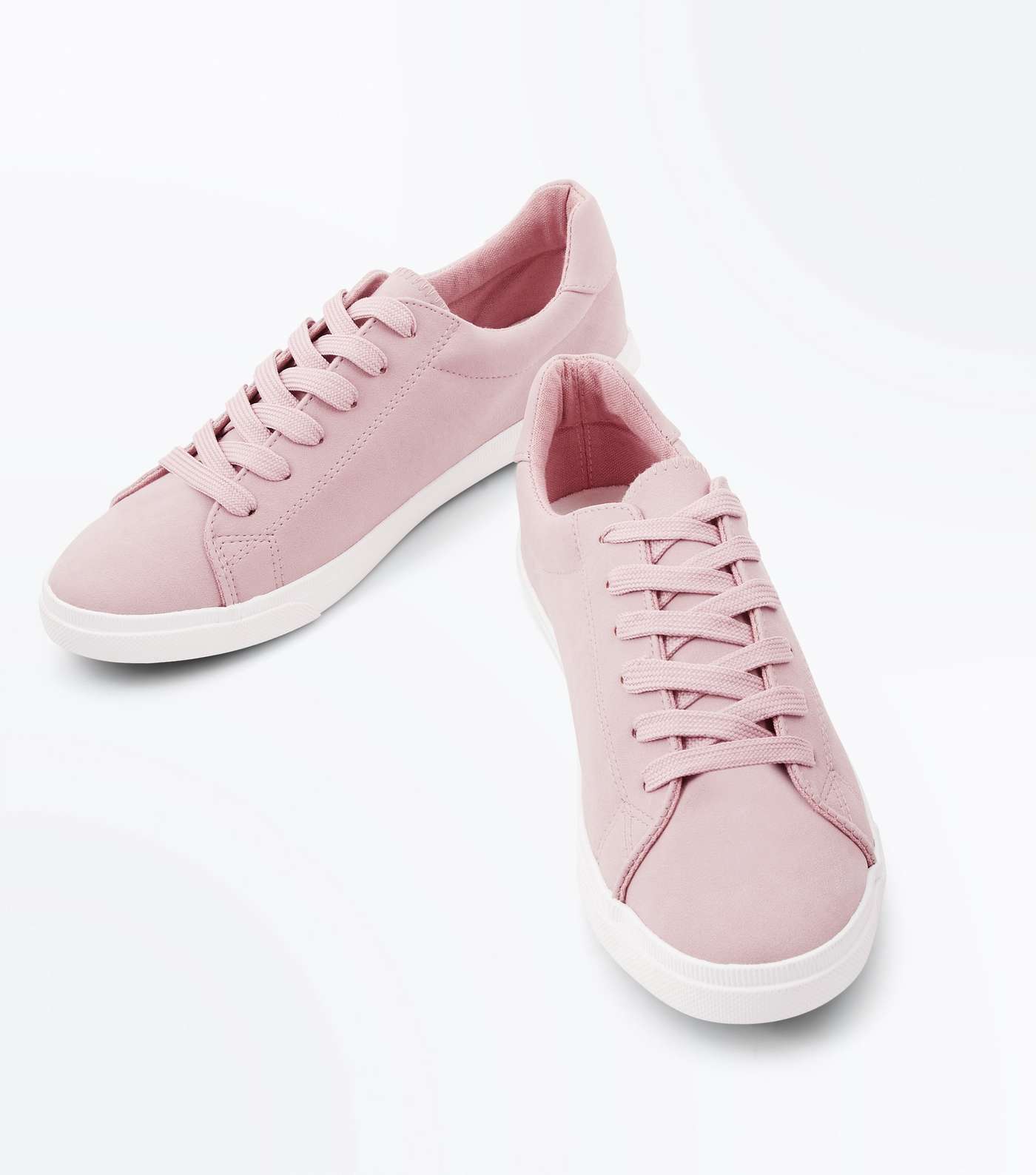 Pink Suedette Lace Up Trainers Image 4