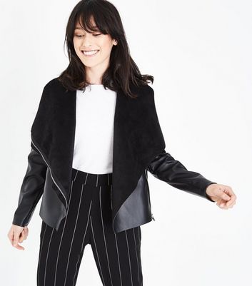 waterfall leather look jacket