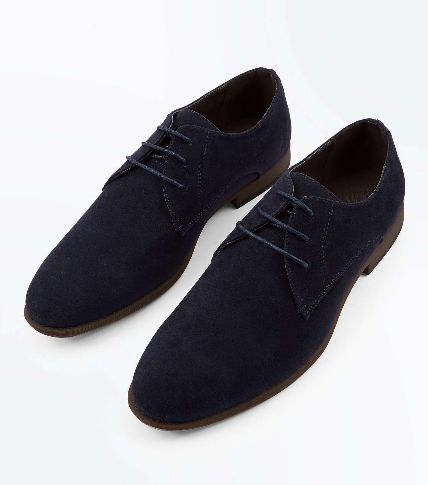 Navy Faux Suede Stitch Side Derby Shoes Image 4
