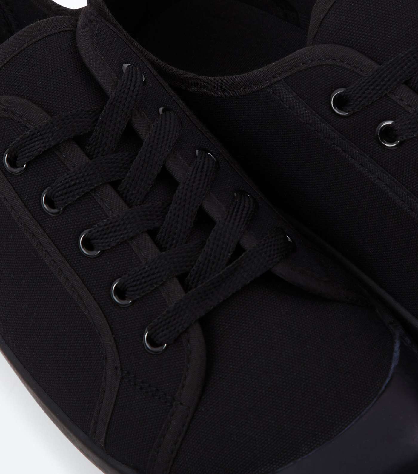 Black Canvas Lace Up Trainers Image 3