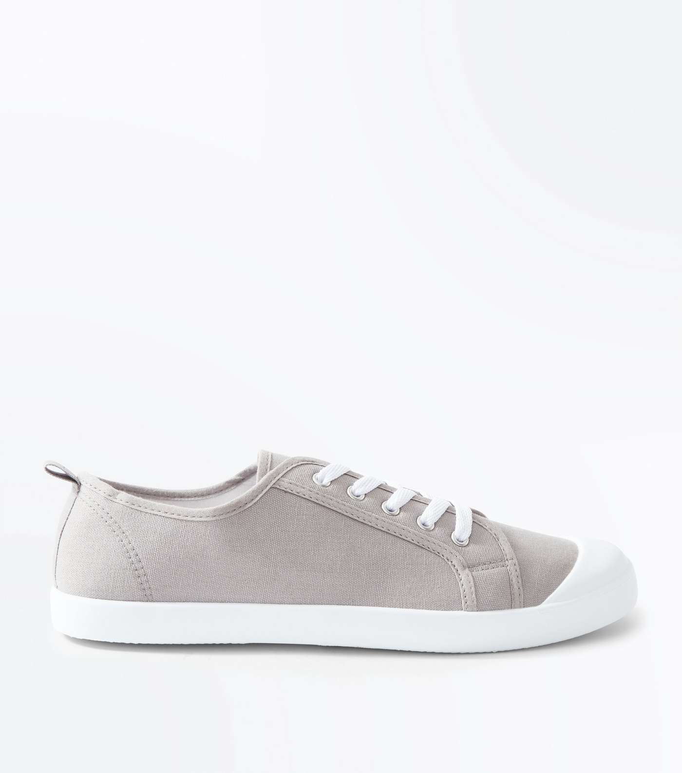 Grey Canvas Lace Up Trainers