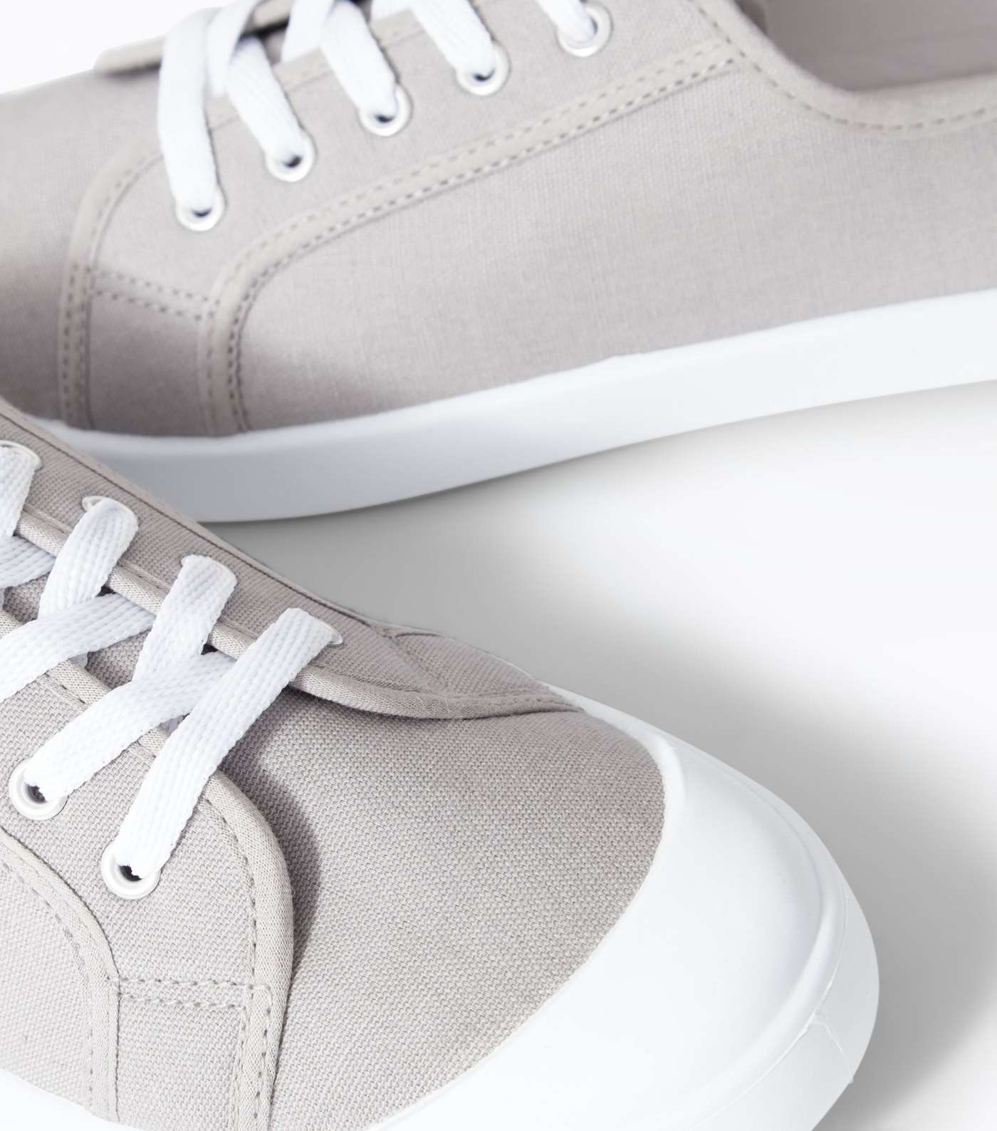 Grey Canvas Lace Up Trainers Image 3