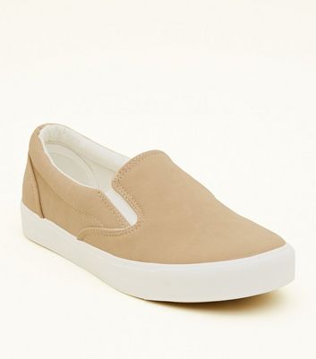 Mink Suedette Slip On Trainers | New Look