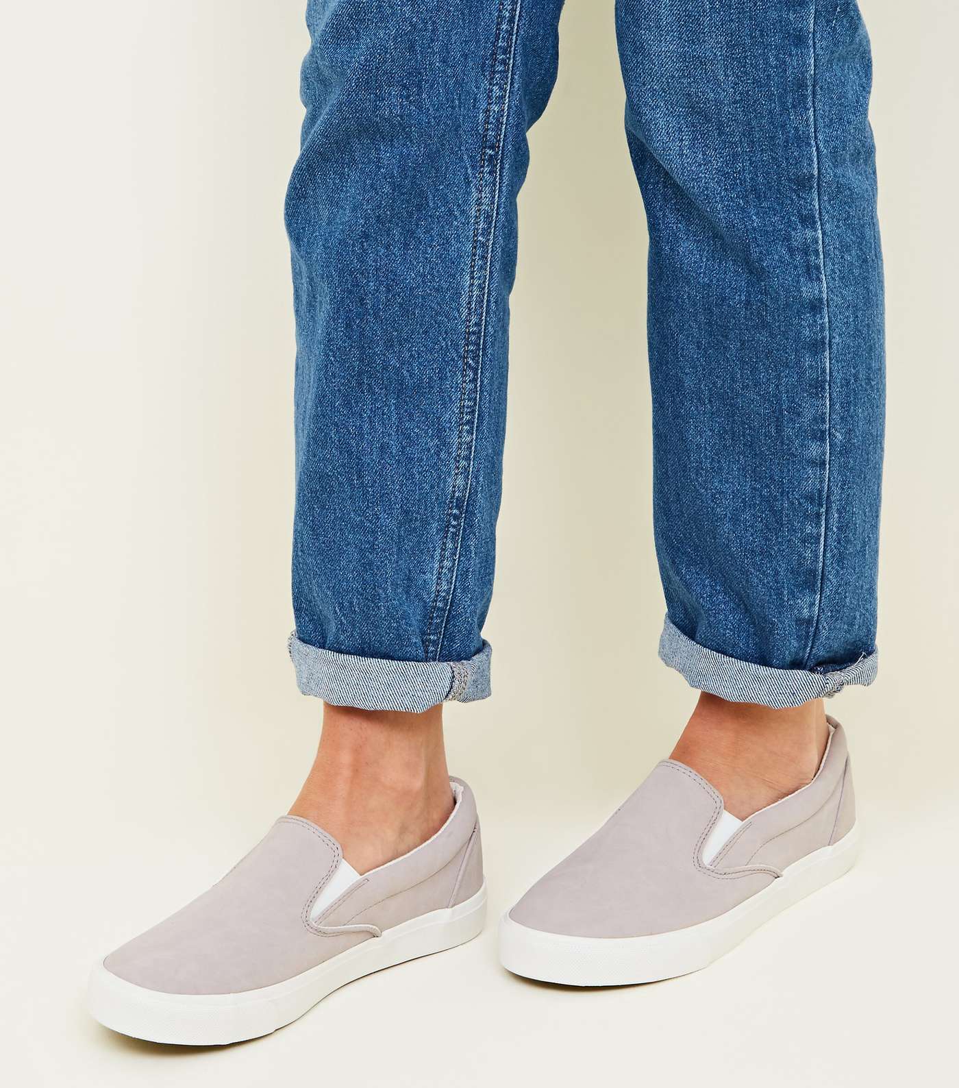 Lilac Suedette Slip On Trainers Image 2
