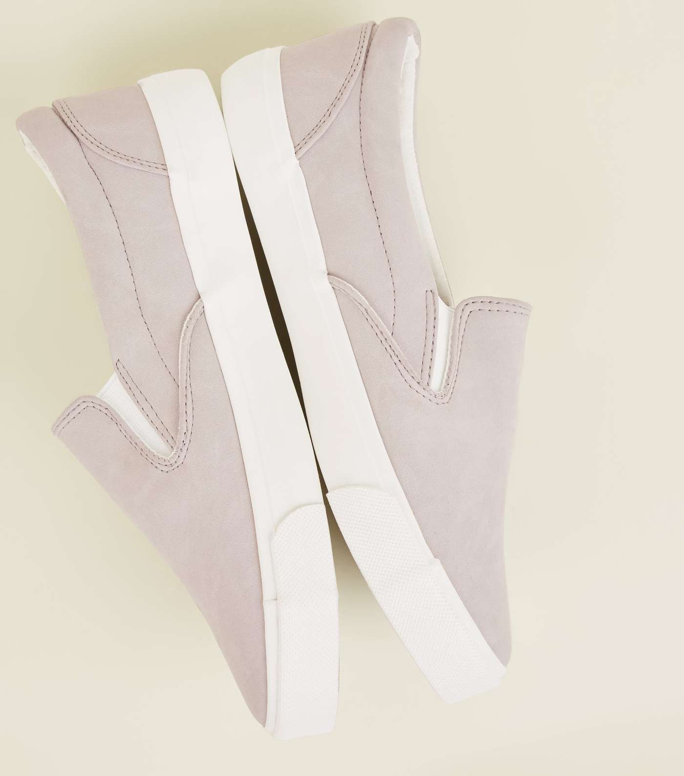 Lilac Suedette Slip On Trainers Image 4