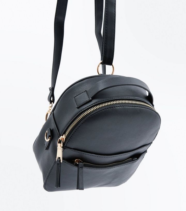 Schwarzer Micro Rucksack Mit Multifunktionalen Riemen New Look