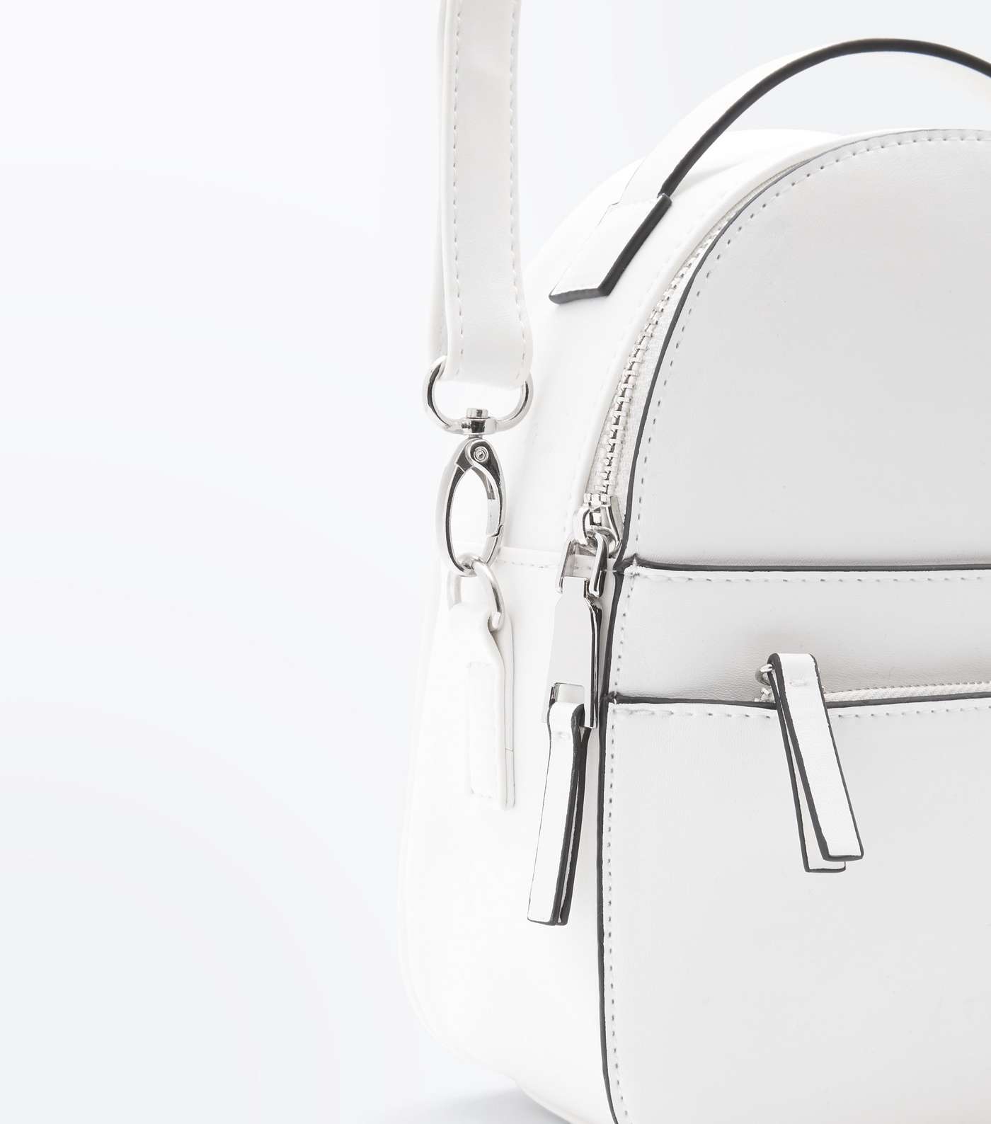 White Convertible Strap Micro Backpack Image 3