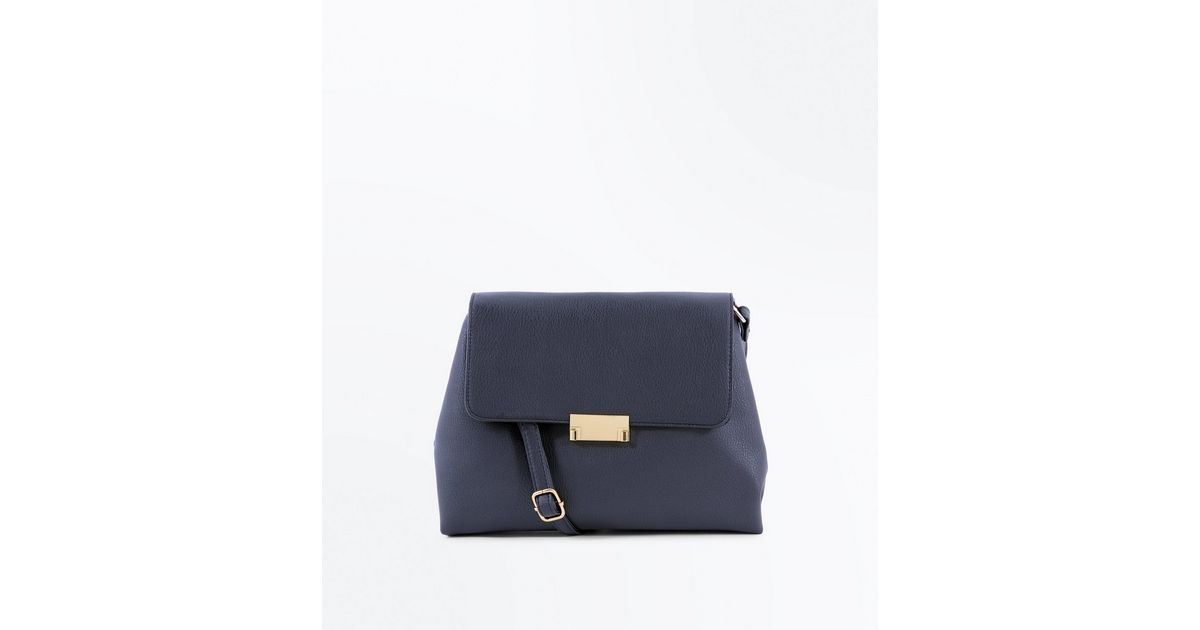 Black Foldover Cross Body Bag New Look