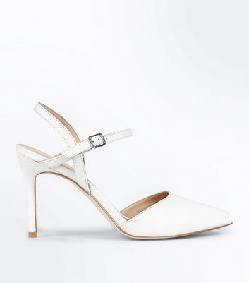 white leather court shoes
