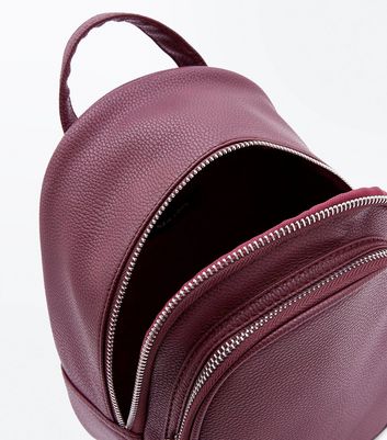 Burgundy Double Zip Around Mini Backpack New Look