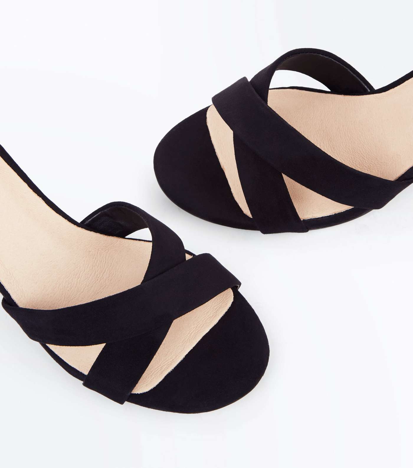 Black Comfort Flex Suedette Cross Strap Sandals Image 3