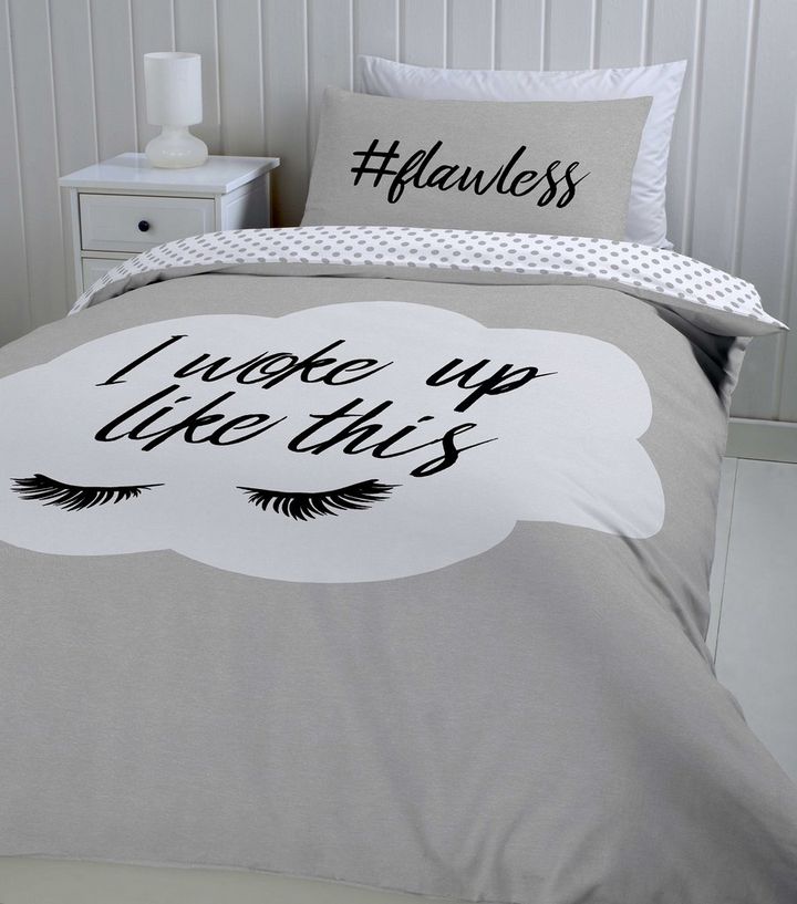 Dark Grey I Woke Up Like This Single Duvet Set New Look