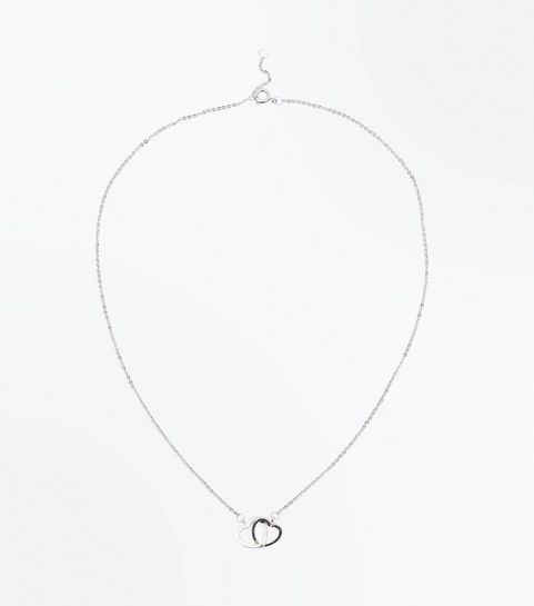 Silver Cubic Zirconia Linked Heart Necklace