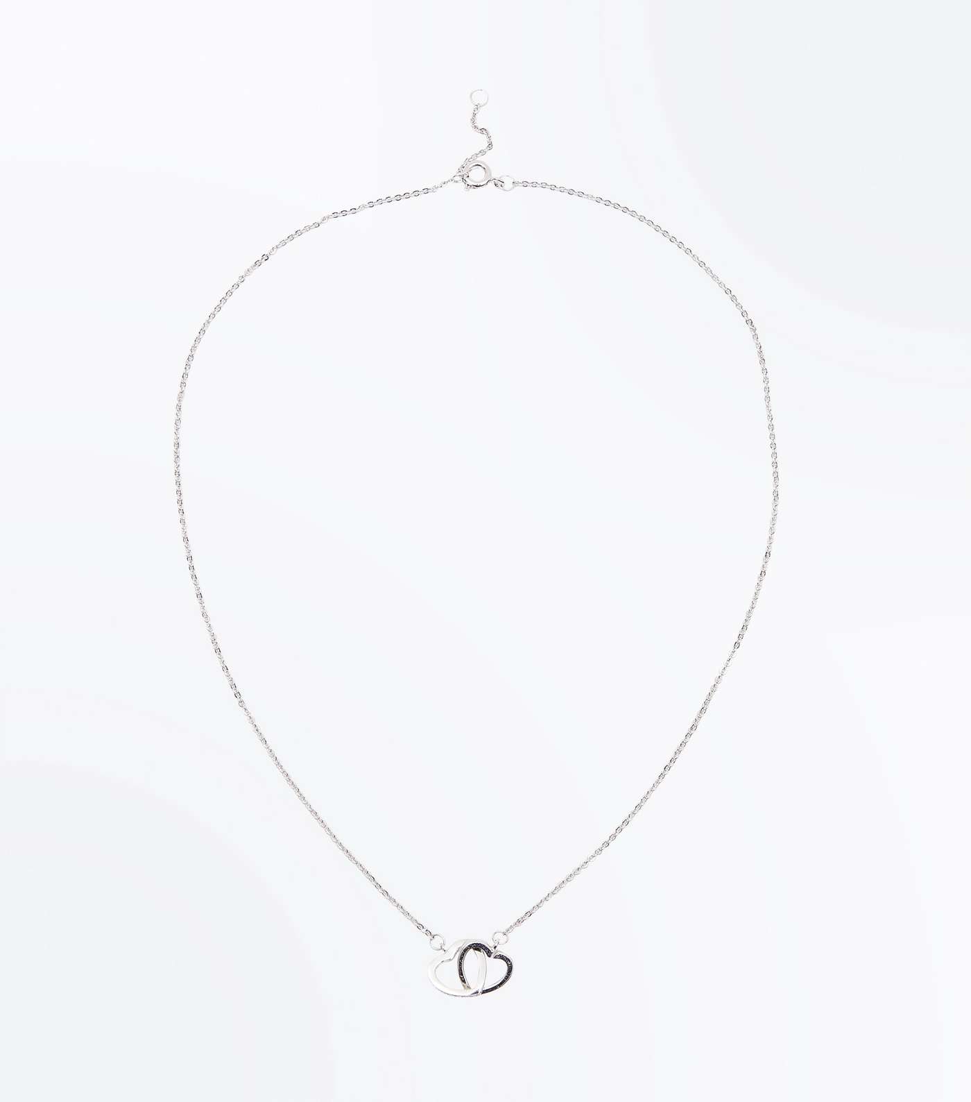 Silver Cubic Zirconia Linked Heart Necklace