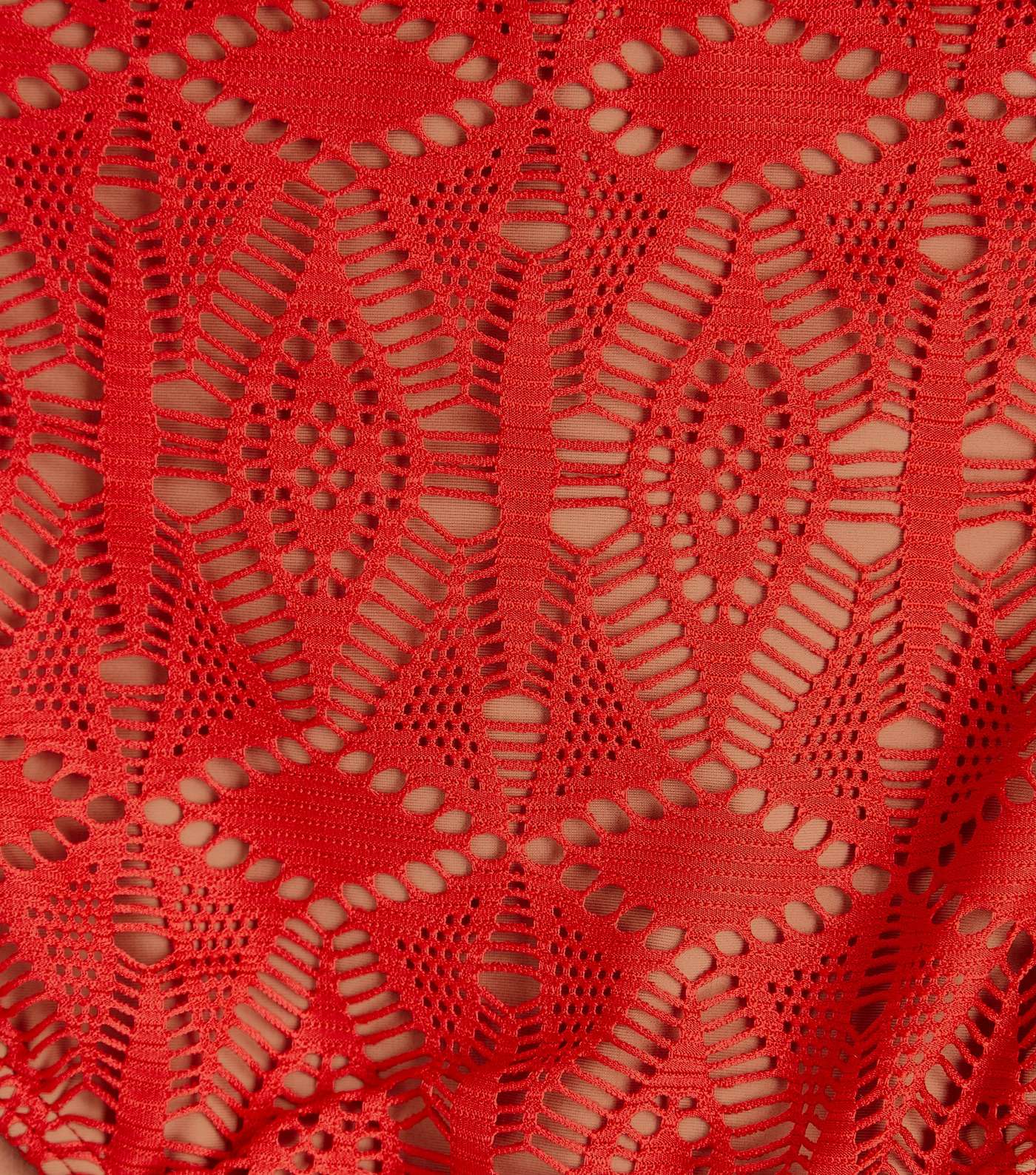 Red Crochet Strappy Halterneck Bikini Top  Image 6