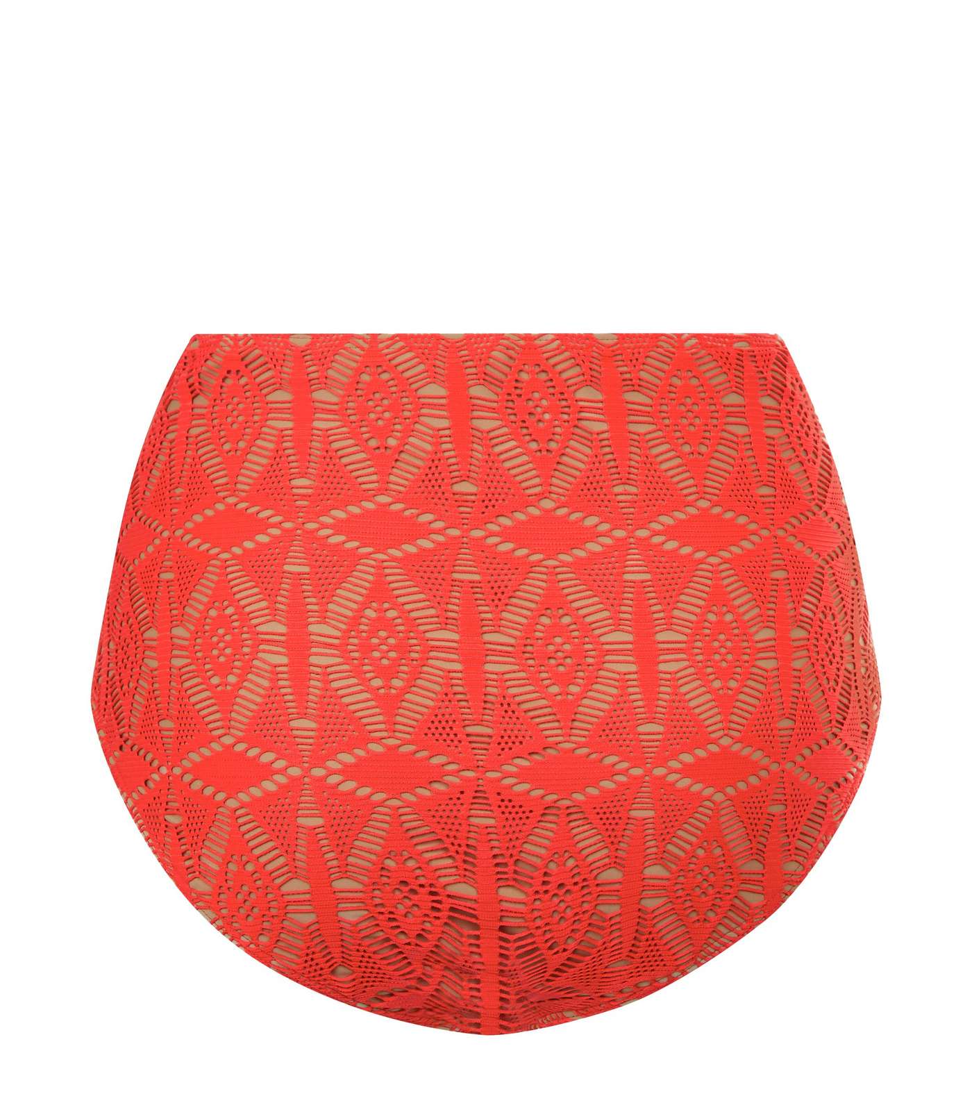 Red Crochet Caged High Waist Bikini Bottoms Image 5