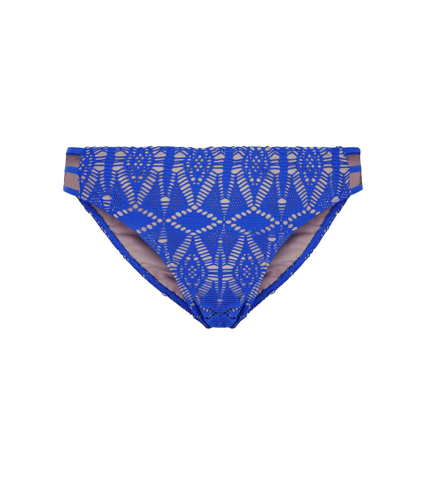 Blue Crochet Strappy Side Bikini Bottoms  Image 4