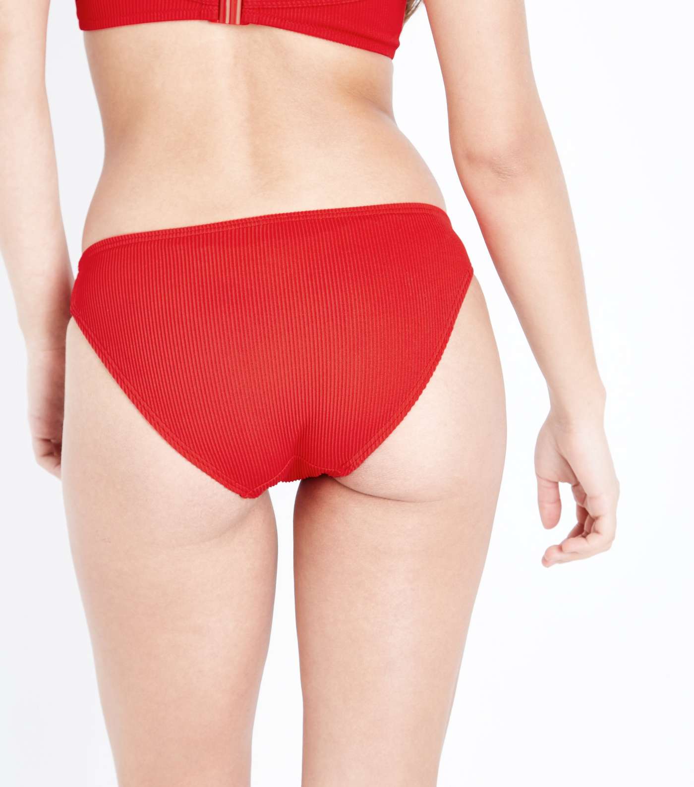 Red Ribbed Bikini Bottoms  Image 2