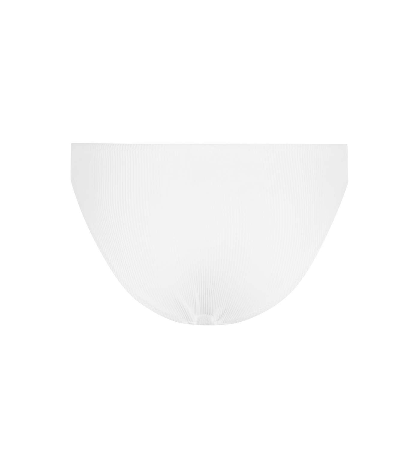 White Ribbed Bikini Bottoms  Image 5