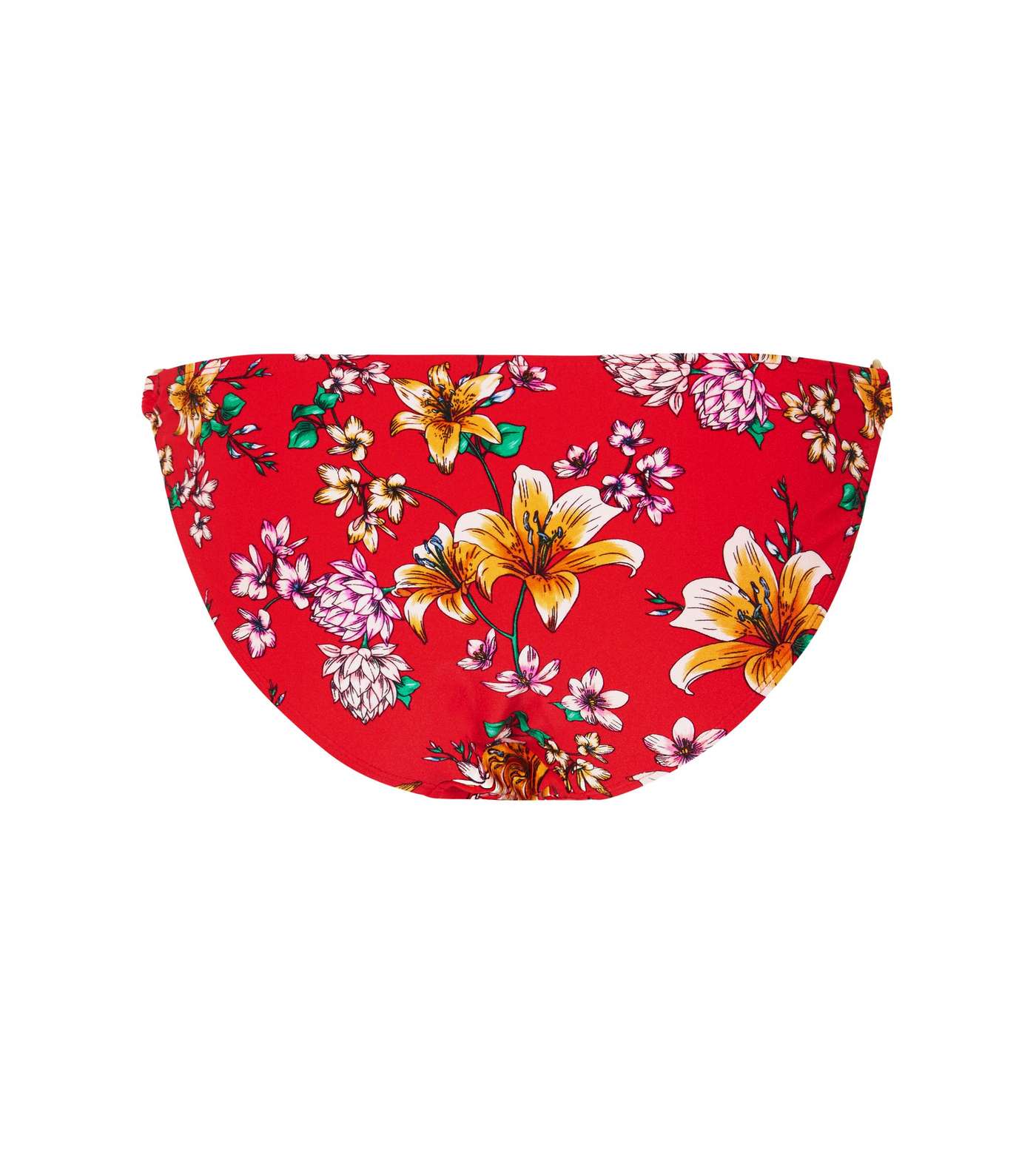 Red Floral Print Strappy Side Bikini Bottoms  Image 5
