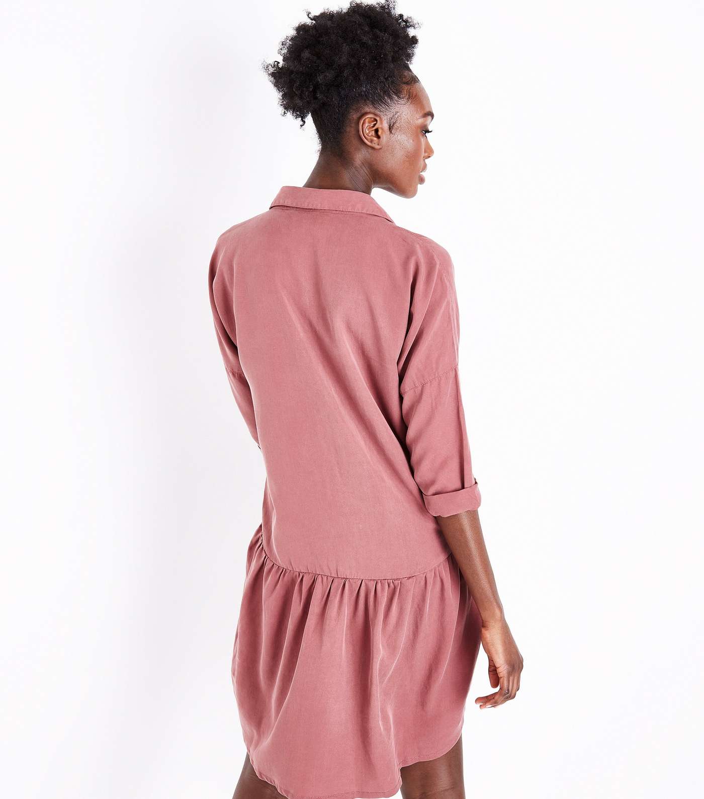 Pink Drop Waist Shirt Dress Image 3