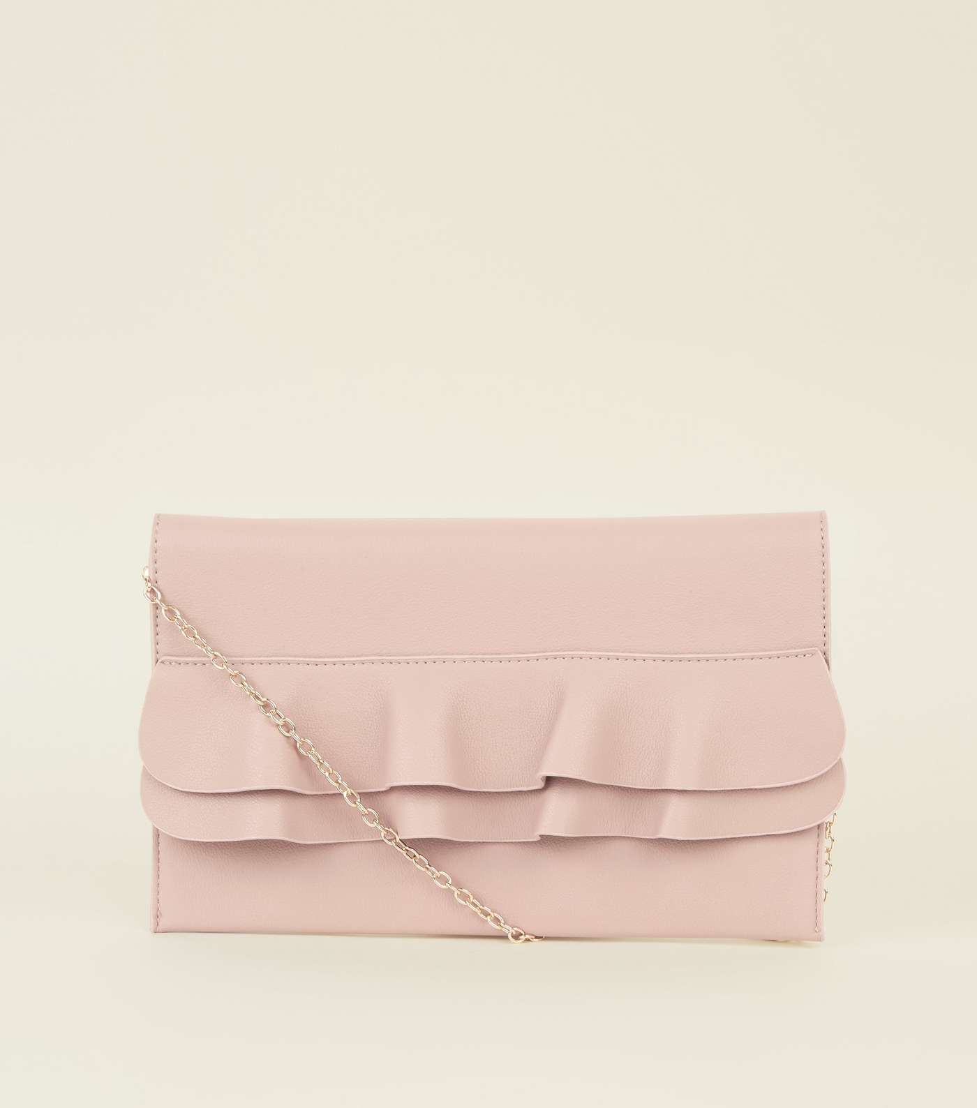 Nude Frill Front Flat Clutch Bag