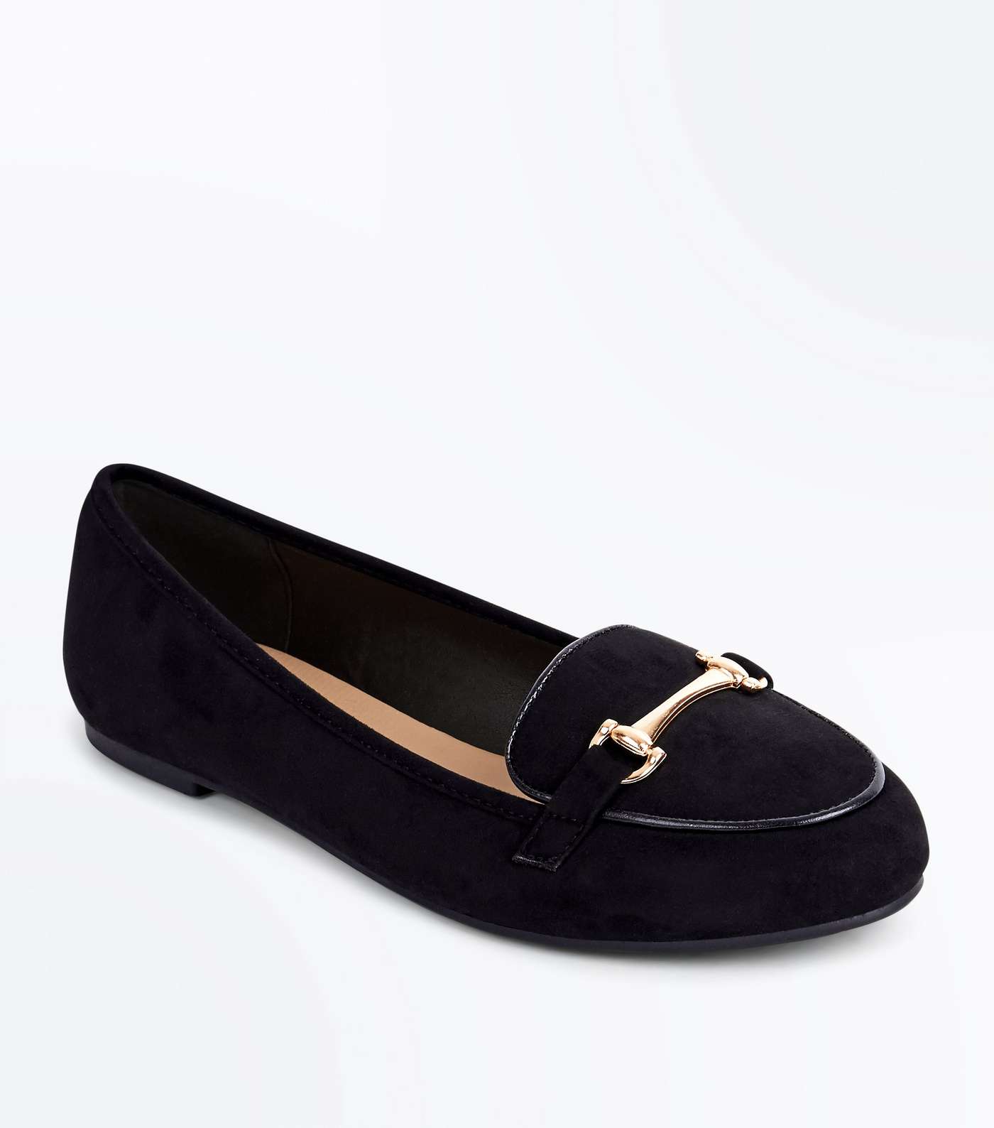 Black Suedette Piped Bar Front Loafers