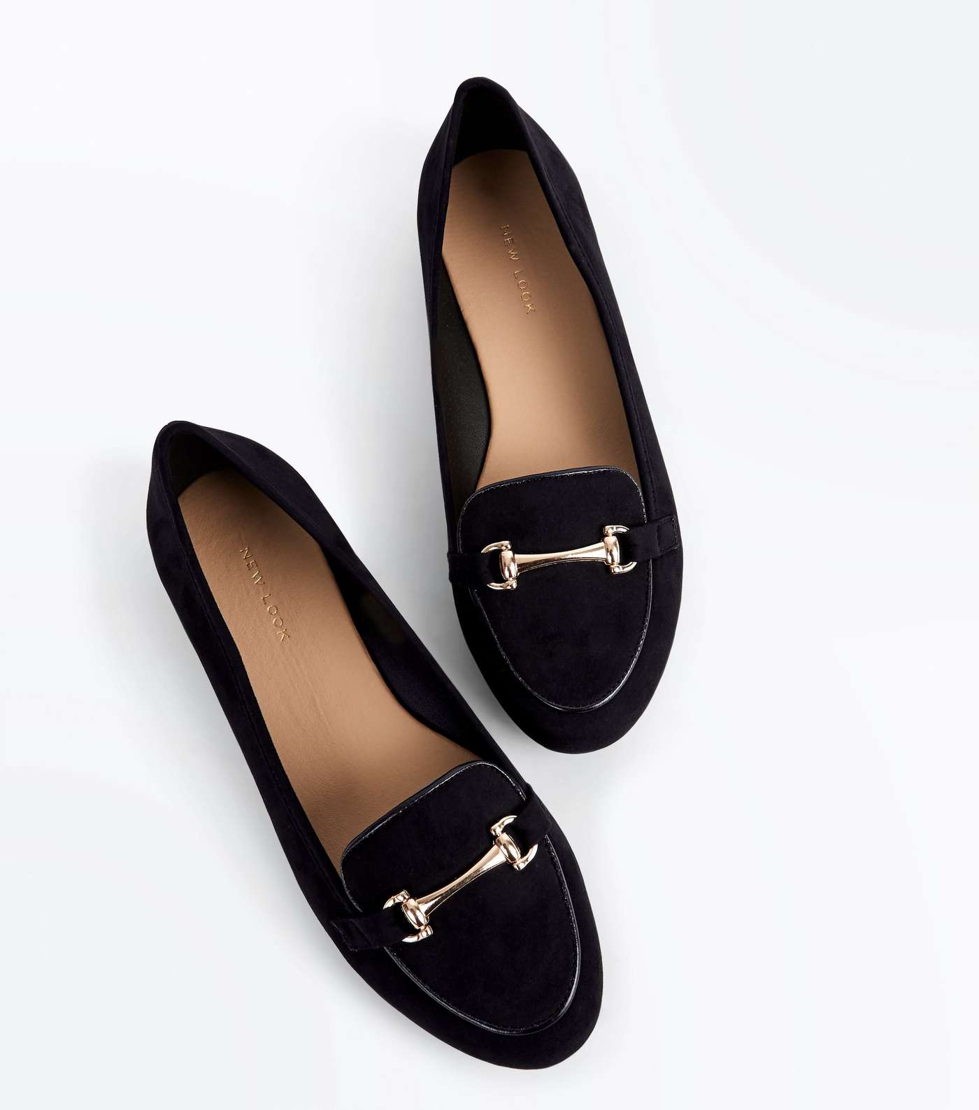 Black Suedette Piped Bar Front Loafers Image 3