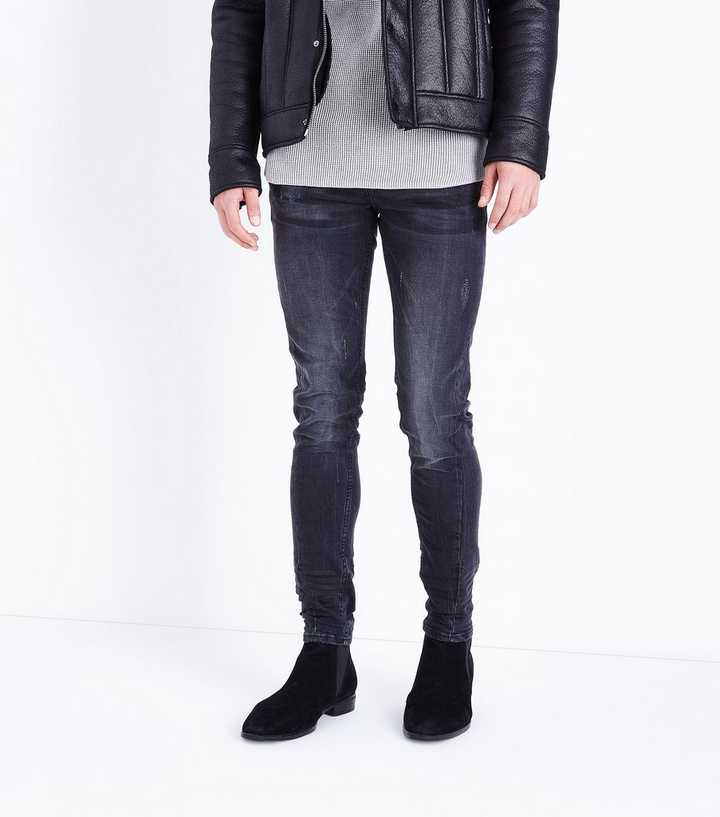 Black Twisted Seam Stretch Skinny Jeans