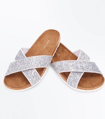 silver sparkly sliders