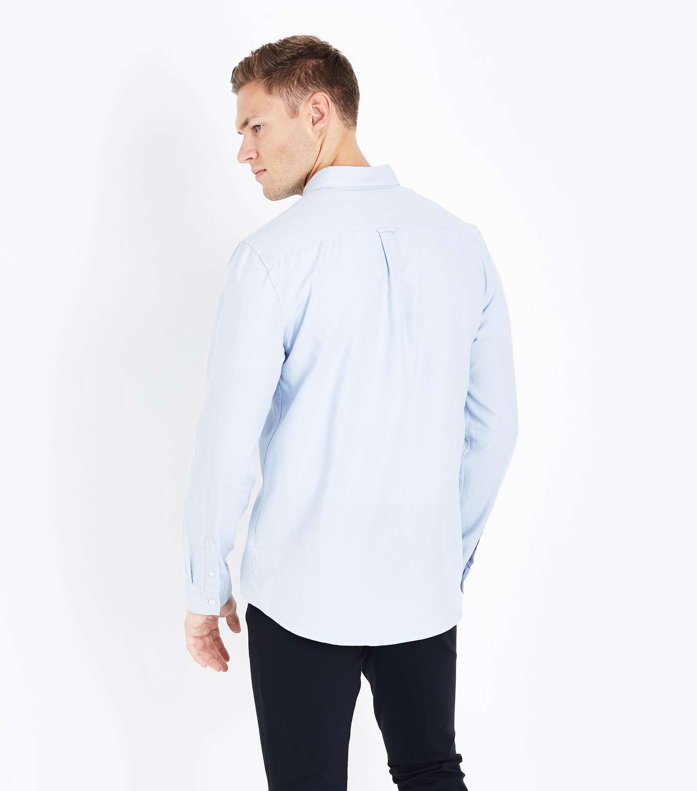 Pale Blue Long Sleeve Oxford Shirt Image 3