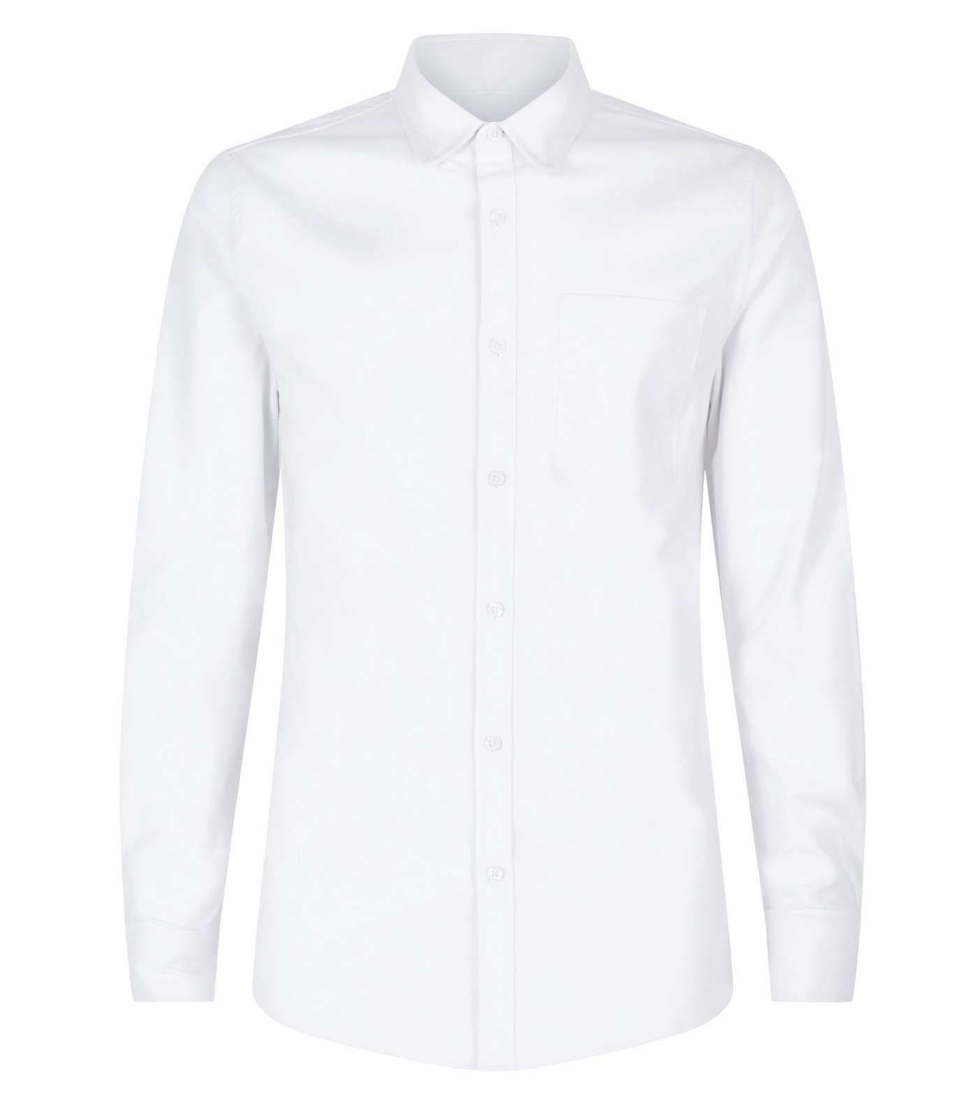 White Muscle Fit Stretch Oxford Shirt Image 4