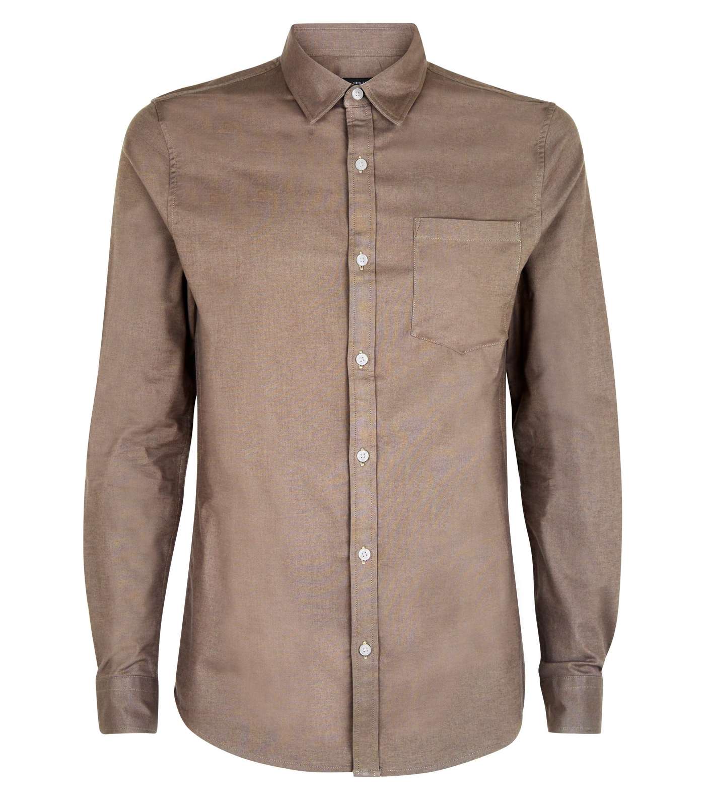 Olive Green Muscle Fit Stretch Oxford Shirt Image 4