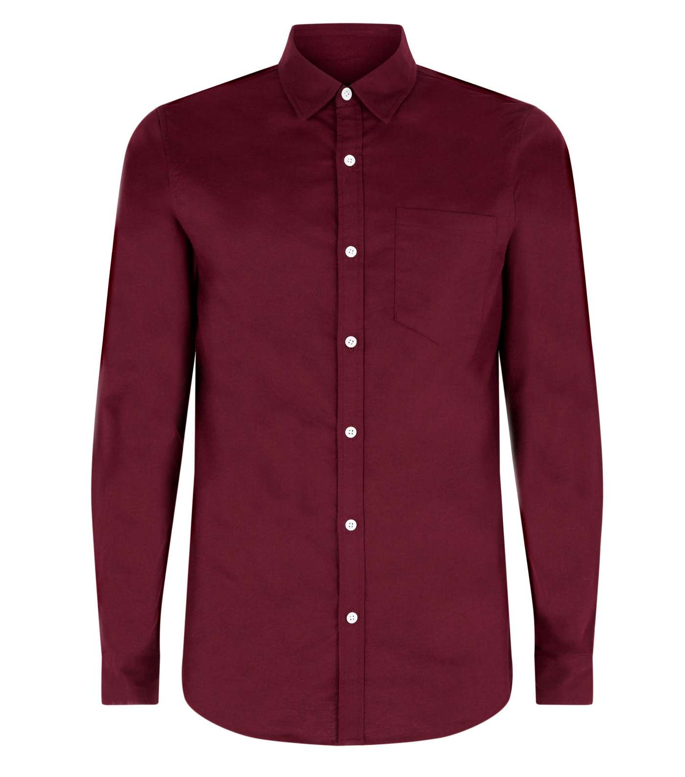 Burgundy Muscle Fit Stretch Oxford Shirt Image 4