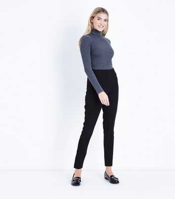Black High Waist Tapered Trousers  New Look