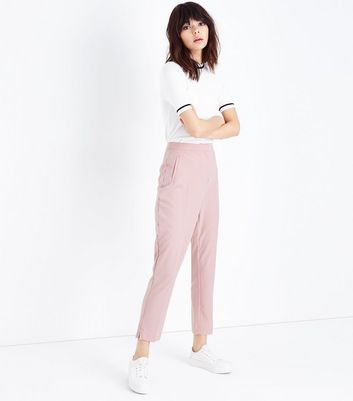 pale pink cigarette trousers