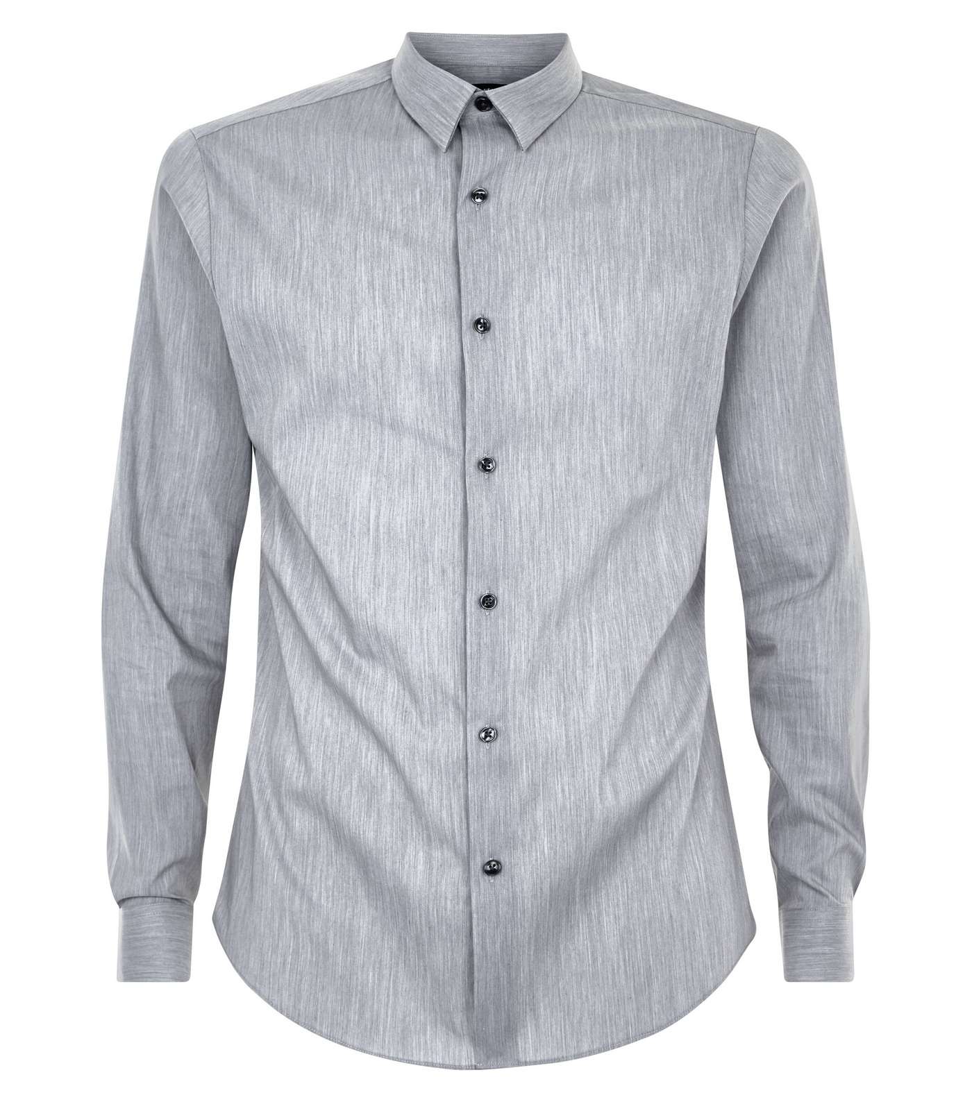 Pale Grey Muscle Fit Stretch Shirt Image 4