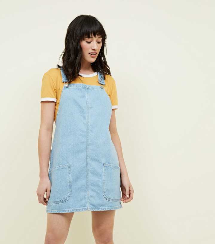 Blue Light Wash Denim Pinafore Dress