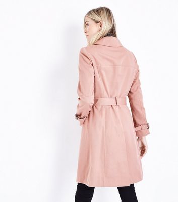 Pale Pink Double Breasted Belted Mac 