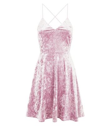 Pink velvet outlet skater dress