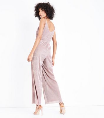 metallic plisse jumpsuit