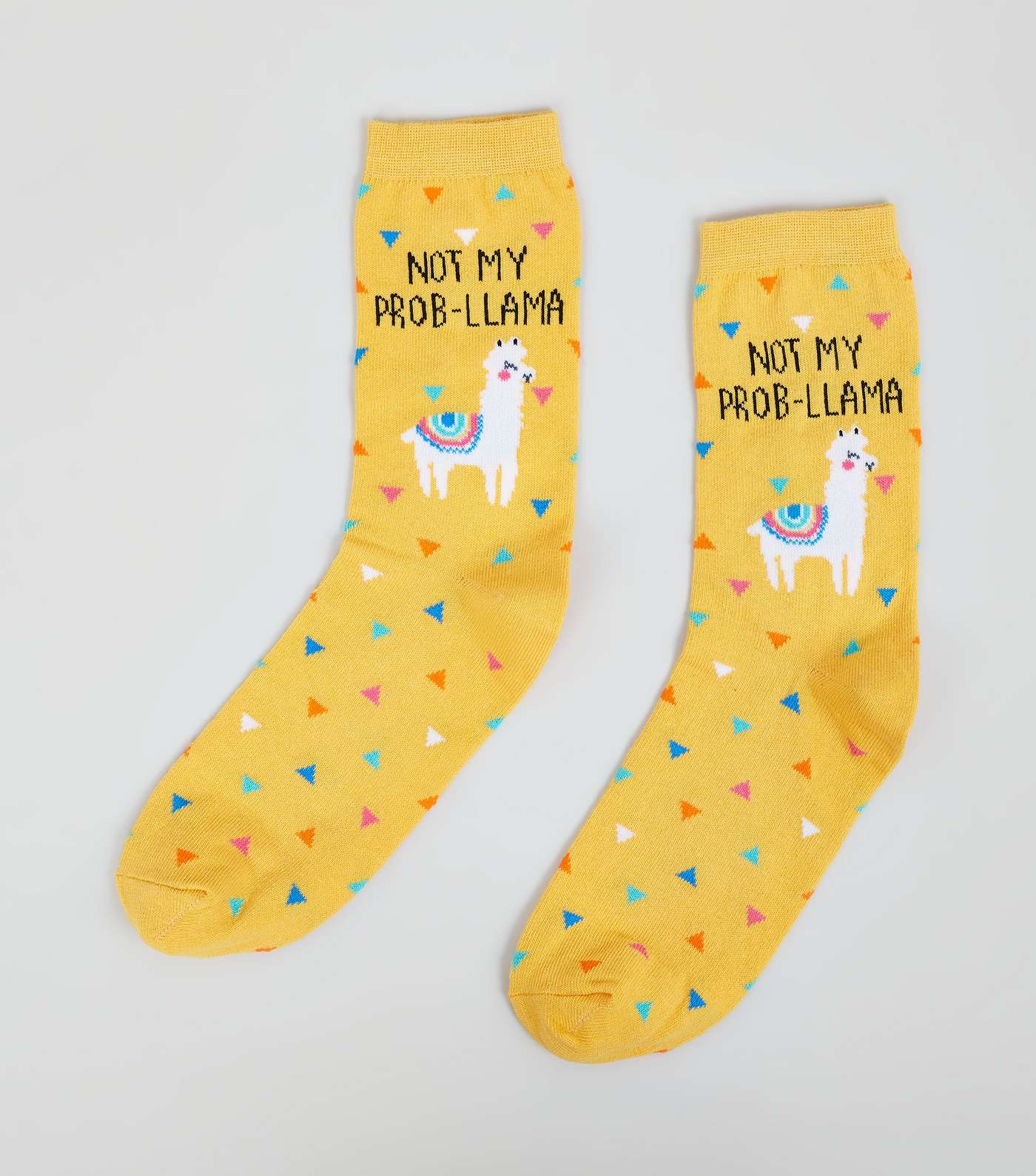 Yellow Not My Prob-Llama Slogan Socks