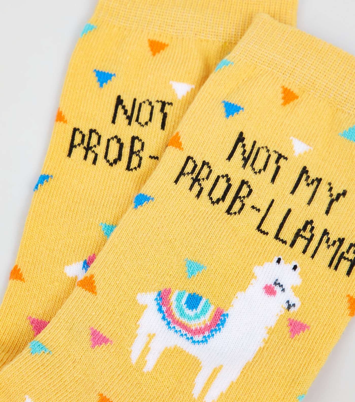 Yellow Not My Prob-Llama Slogan Socks Image 3