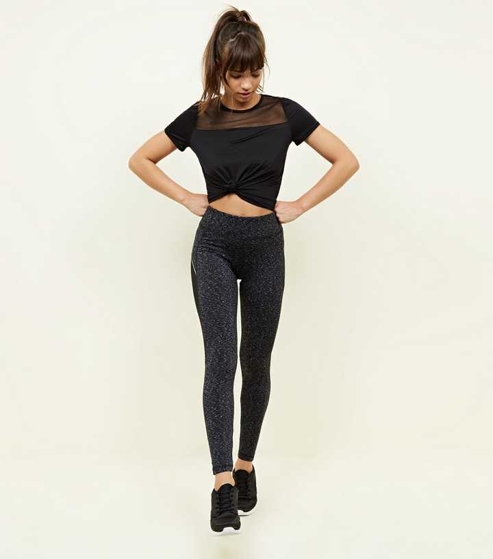 Grey Marl Panel Side Sports Leggings