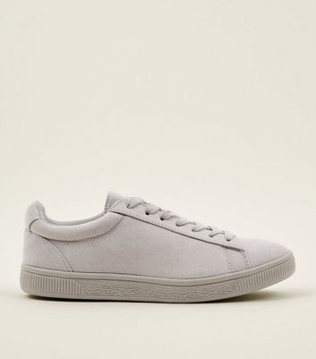 Grey Faux Suede Lace Up Trainers | New Look