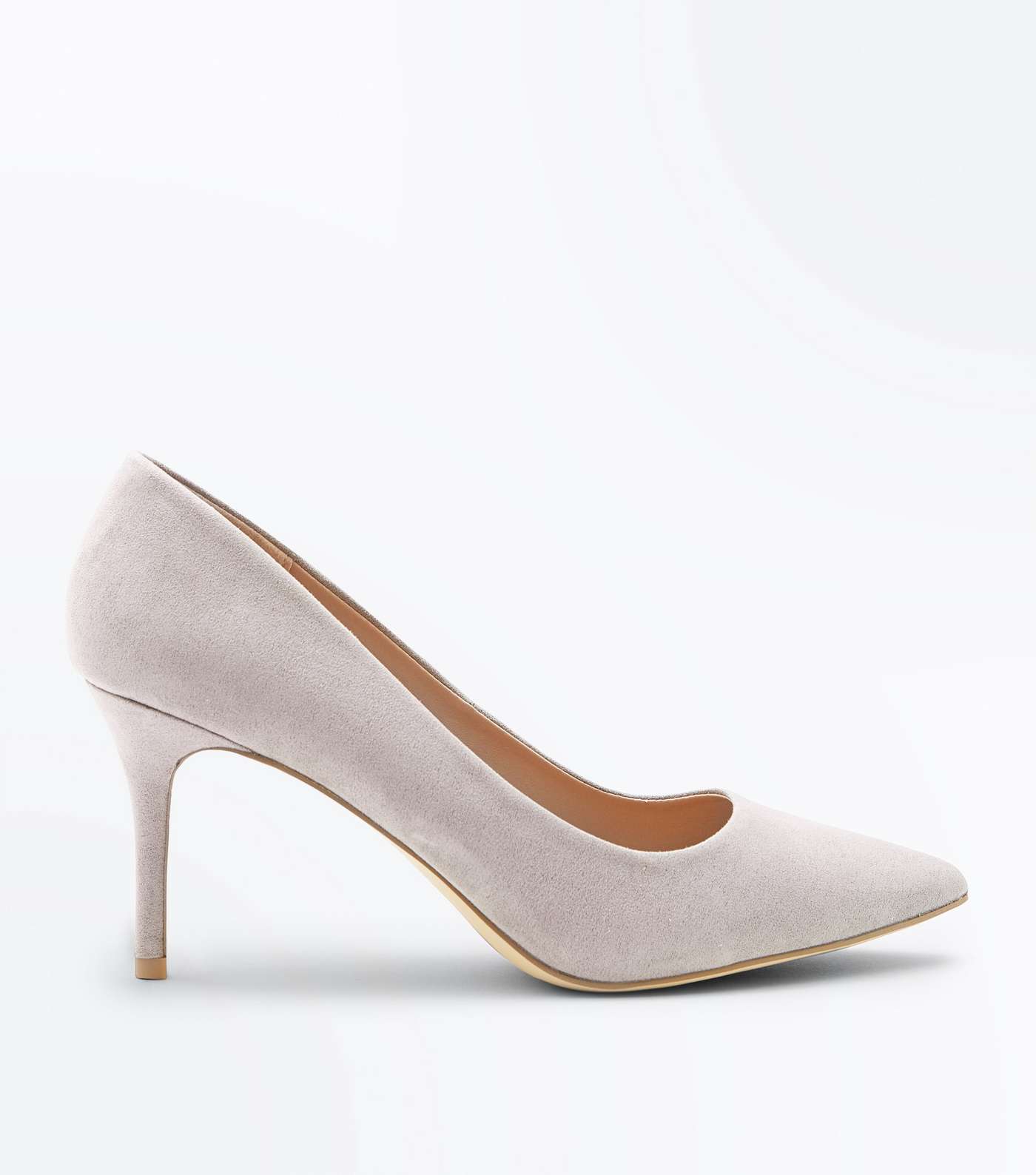 Grey Suedette Pointed Court Shoes