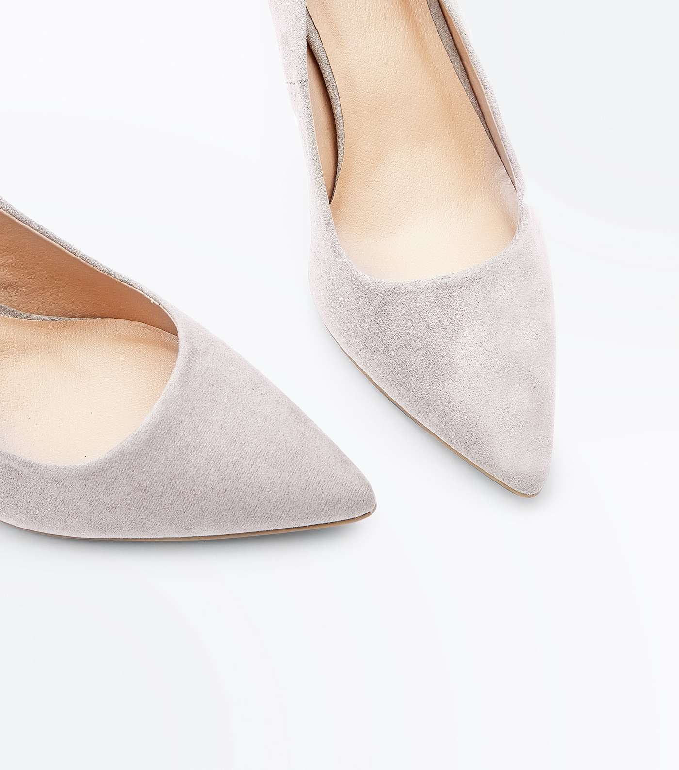 Grey Suedette Pointed Court Shoes Image 3